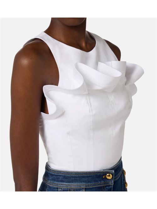 TOP WITH RUFFLE ELISABETTA FRANCHI | TO05462E2100 bianco